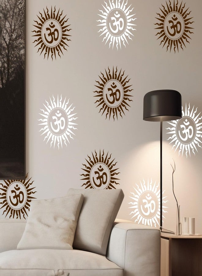 ARandNJ Stencils for Wall Painting Pack of 1 (Size:- 16X24 Inch) Pattern Theme - Om with Sun DIY Reusable Design Suitable for Home Wall Decor - Image 1